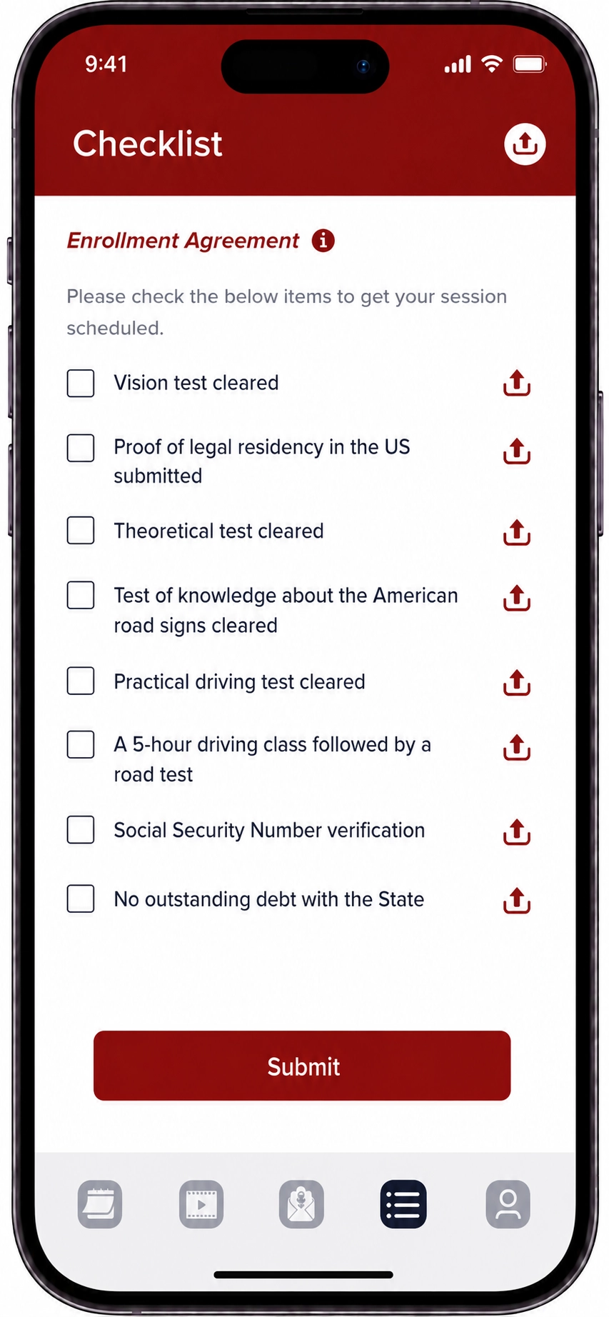 CDL student app screen