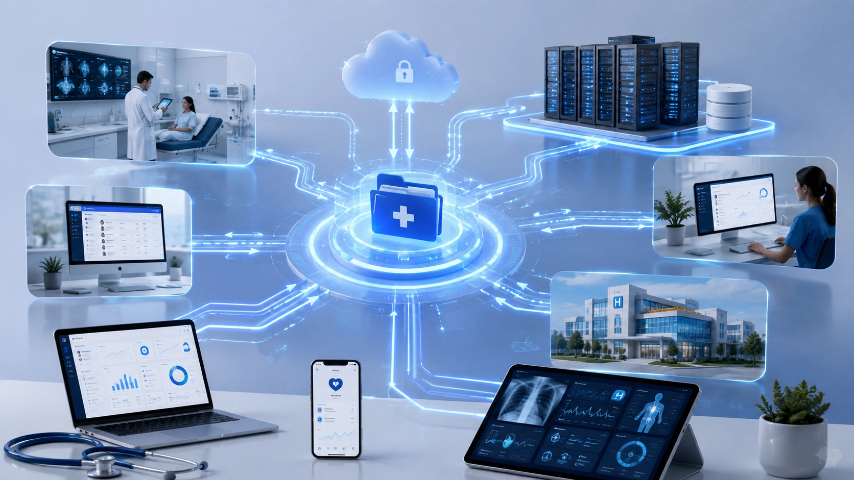 EHR and EMR integration architecture connecting patient data across clinical and administrative systems
