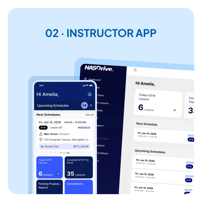 Instructor app screens