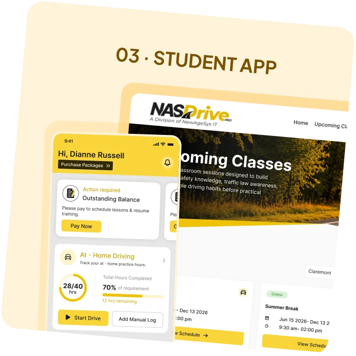 Student app screens