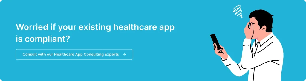 Worried man checking if healthcare app is compliant