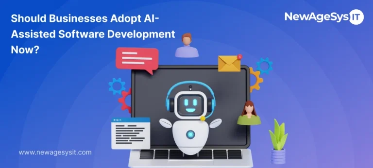 AI robot representing AI-assisted software development for businesses