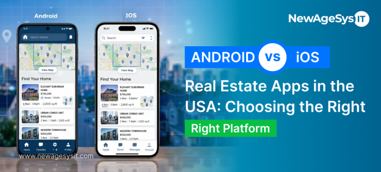 Android vs iOS real estate app comparison side by side on smartphone screens for USA property search platform