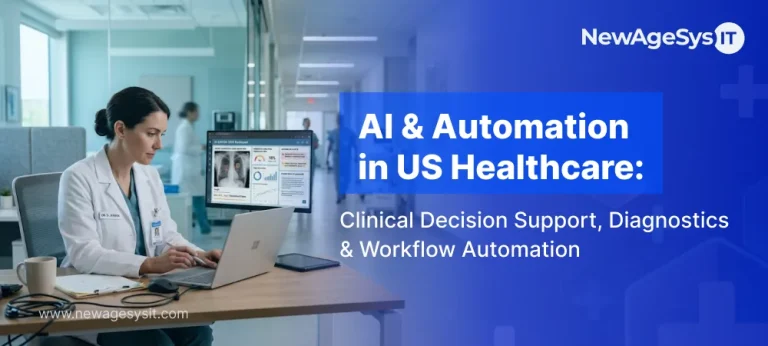 AI and automation in US healthcare showing a clinician using clinical decision support and diagnostic tools on laptop in hospital