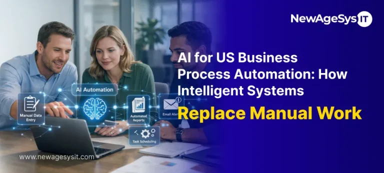AI automation replacing manual work in US business processes including data entry reporting and task scheduling