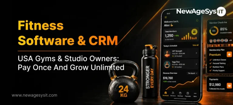 Fitness CRM dashboard for USA gyms showing members schedule and revenue on smartphone