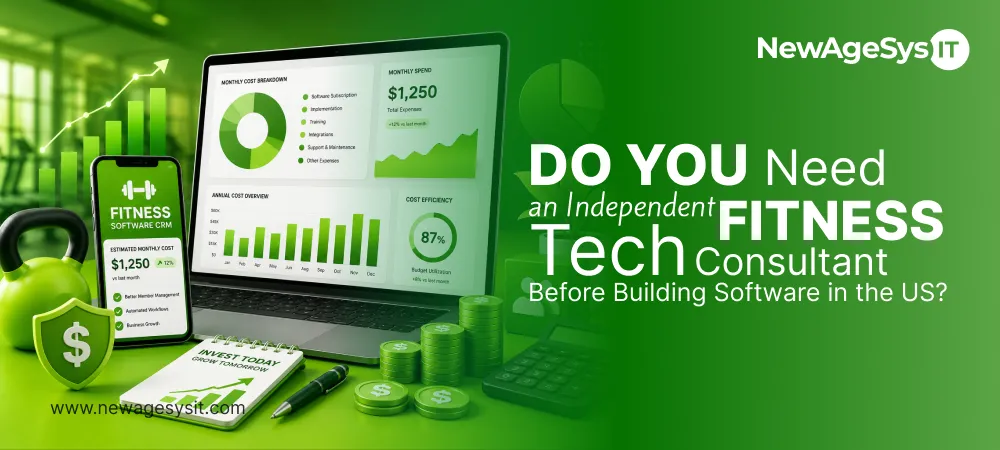 Fitness software development consultant question and budget range shown by NewAgesysIT for US fitness platforms