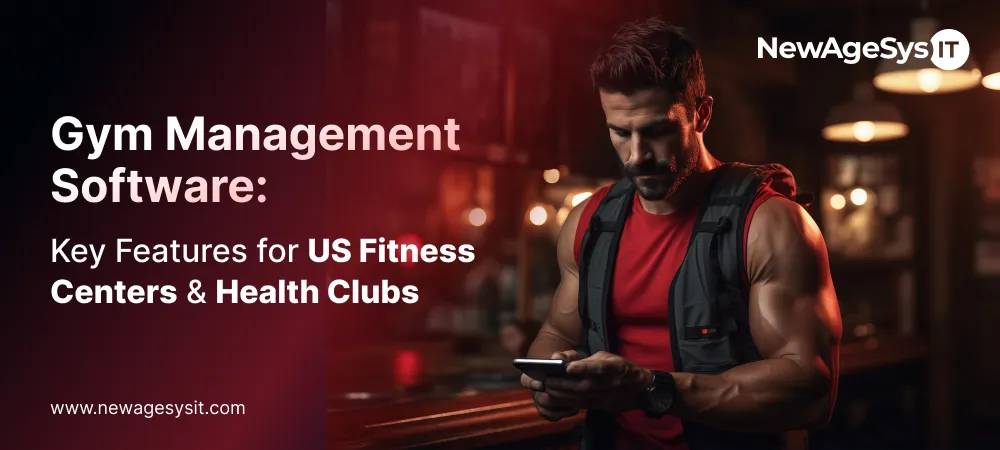 Gym member using smartphone for fitness center management with access control and class booking representing gym management software for US health clubs